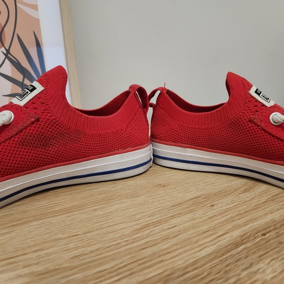 Size 7 37.5 CONVERSE Red Shoreline Low Top Sneakers Stretch Elastic RRP $120 - Picture 6 of 10